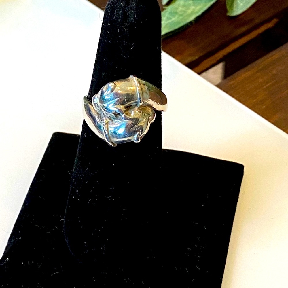 Unique Vintage Double Dragon Head Silver Ring